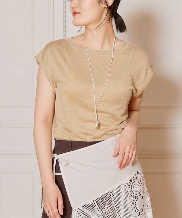 IENA LA BOUCLE「IENA LA BOUCLE Linen フレンチスリーブプルオーバー」|ニット・セーター|