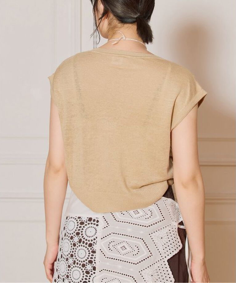 IENA LA BOUCLE「IENA LA BOUCLE Linen フレンチスリーブプルオーバー」|ニット・セーター|