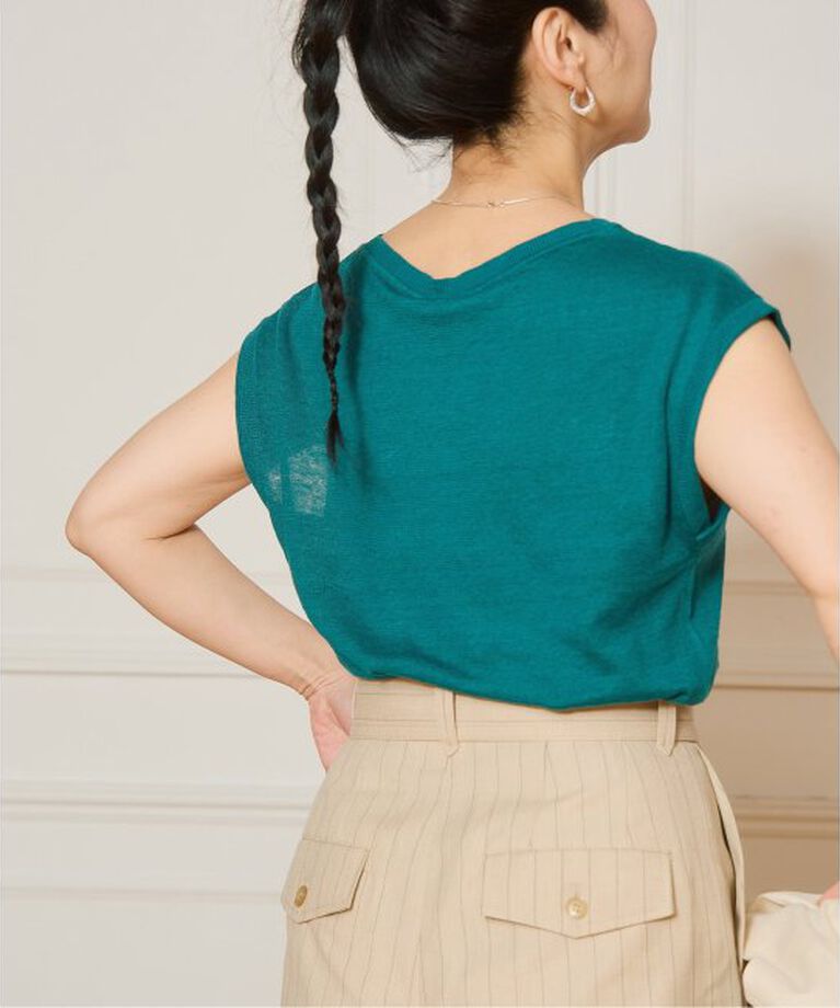 IENA LA BOUCLE「IENA LA BOUCLE Linen フレンチスリーブプルオーバー」|ニット・セーター|