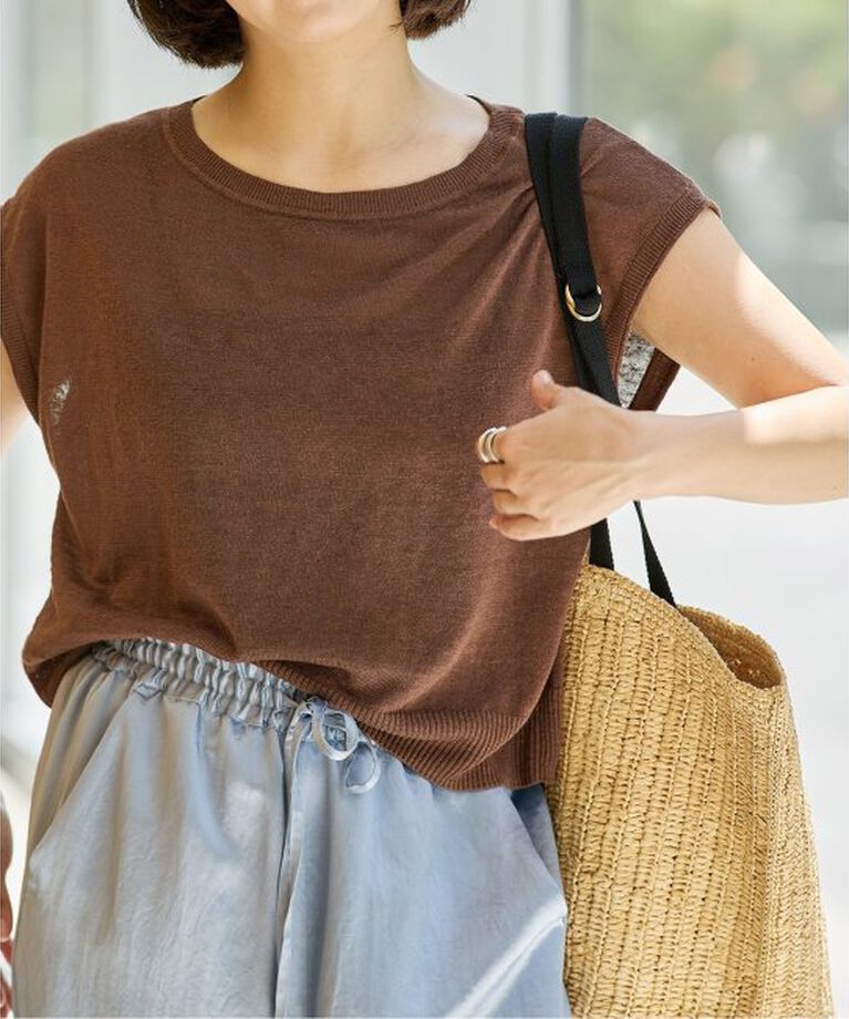 IENA LA BOUCLE「IENA LA BOUCLE Linen フレンチスリーブプルオーバー」|ニット・セーター|