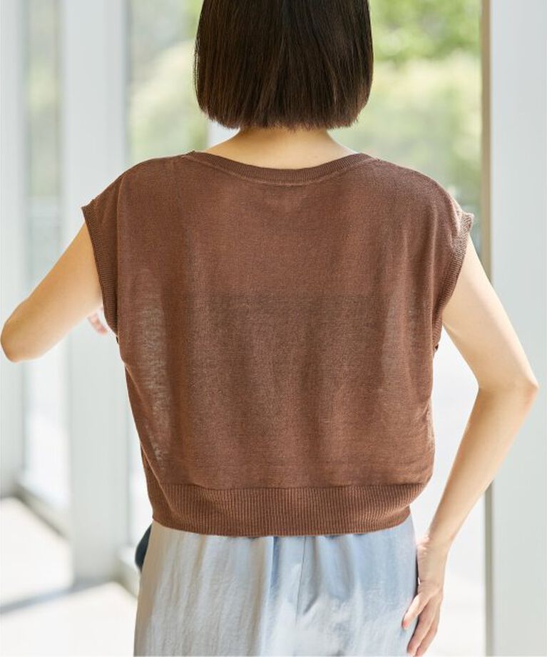 IENA LA BOUCLE「IENA LA BOUCLE Linen フレンチスリーブプルオーバー」|ニット・セーター|