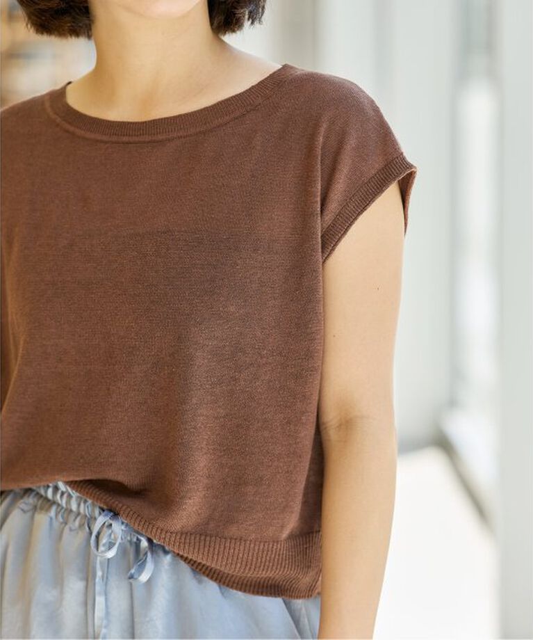 IENA LA BOUCLE「IENA LA BOUCLE Linen フレンチスリーブプルオーバー」|ニット・セーター|