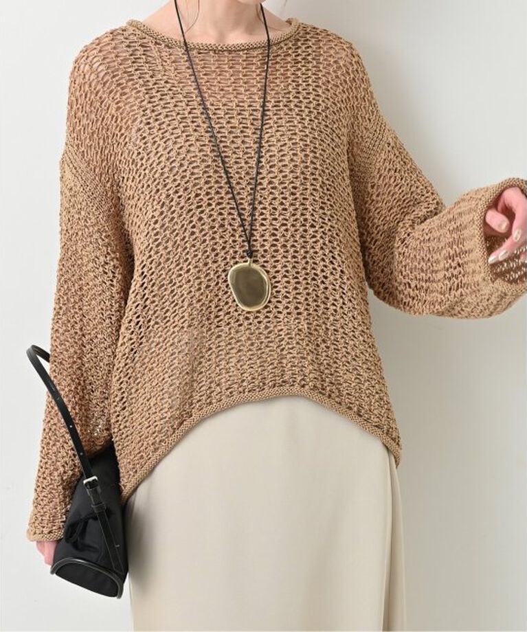 SLOBE IENA「《追加》LOGAN/ローガン SLOBE別注 メッシュプルオーバー LG-25SS09」|ニット・セーター|ベージュ