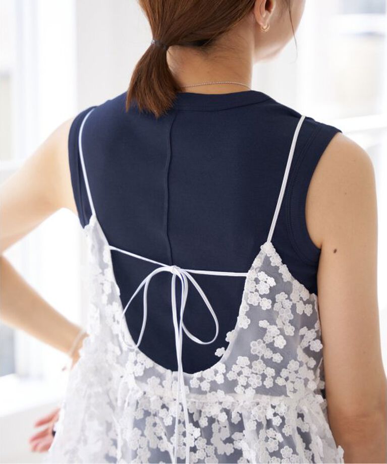 IENA「FLORE FLORE/フローレフローレ ESME TANK タンクトップ」|タンクトップ|ネイビー