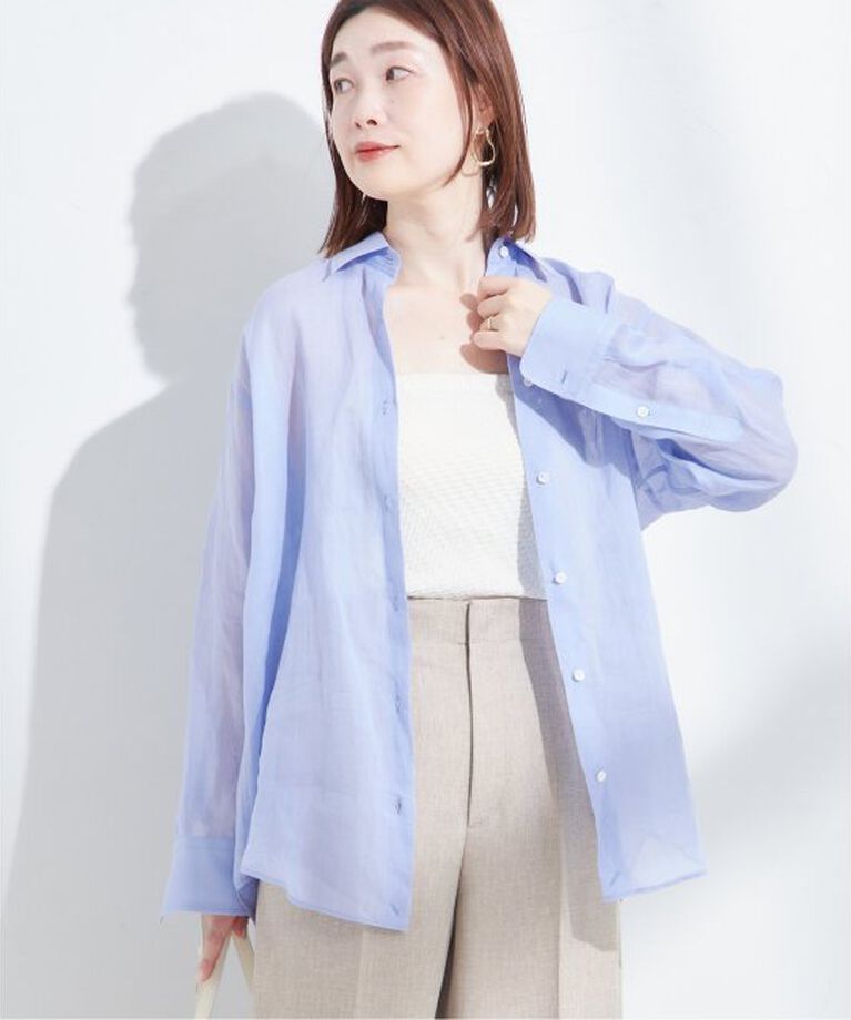 journal standard L'essage「シアーラミー 2WAY シャツ」|シャツ・ブラウス|ブルー