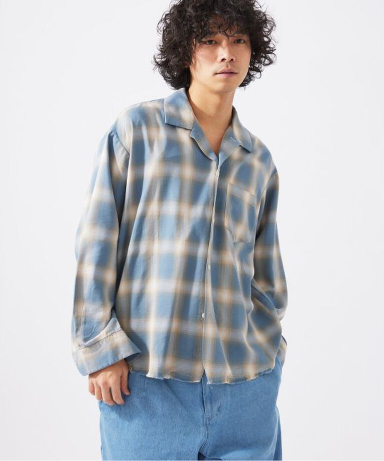 JOURNAL STANDARD relume「レーヨン フリンジ チェックシャツ」|シャツ・ブラウス|サックスブルー