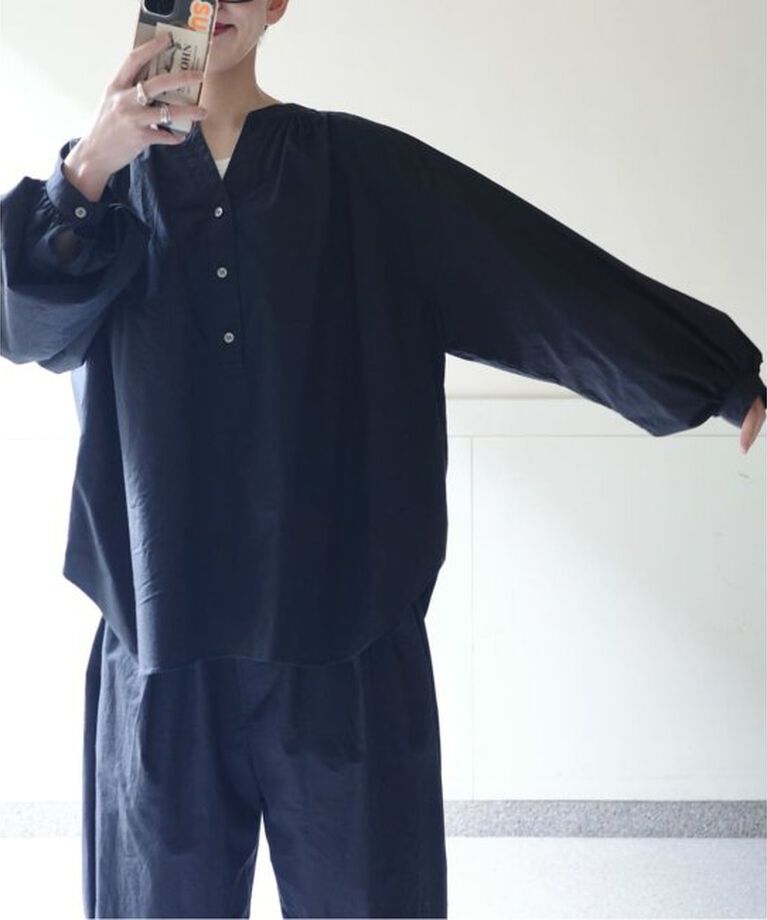journal standard luxe「タイプクロス ギャザーブラウス」|シャツ・ブラウス|ネイビー
