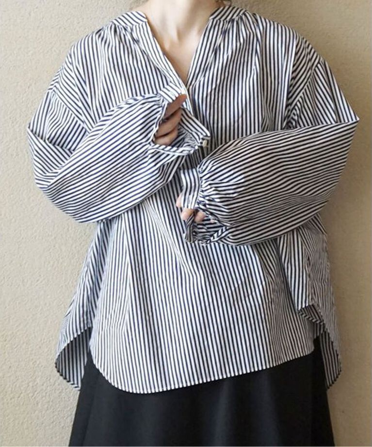 journal standard luxe「タイプクロス ギャザーブラウス」|シャツ・ブラウス|ネイビー B