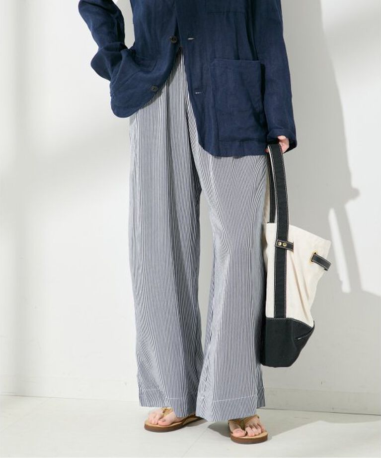 journal standard L'essage「《別注》【LUSANA / ルサーナ】CICI PANTS TWO DENIM STRIP：パンツ」|その他|ネイビー