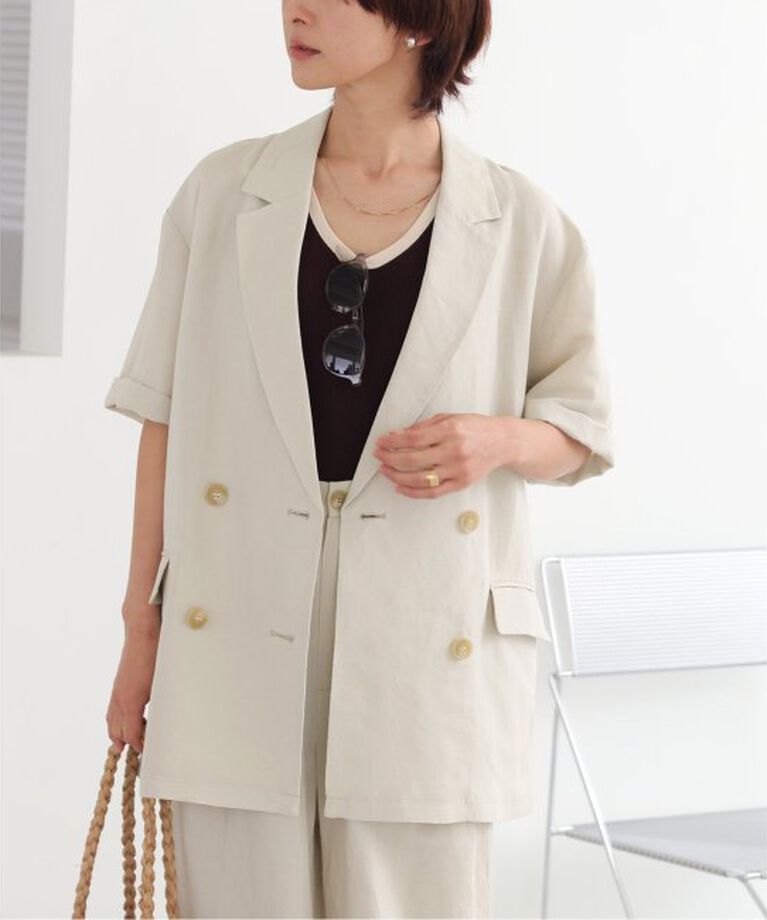JOURNAL STANDARD relume「《追加》ソフトリネンMIXハーフスリーブジャケット」|テーラードジャケット|ベージュ