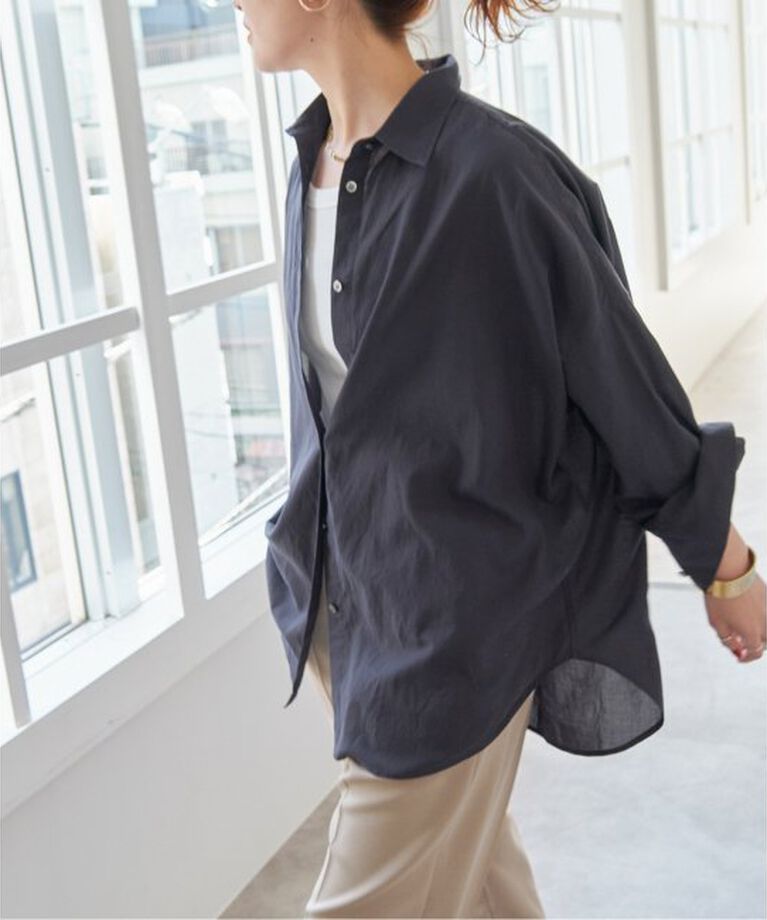 Spick and Span「ガーメントダイカシュクールシャツ」|シャツ・ブラウス|ネイビー