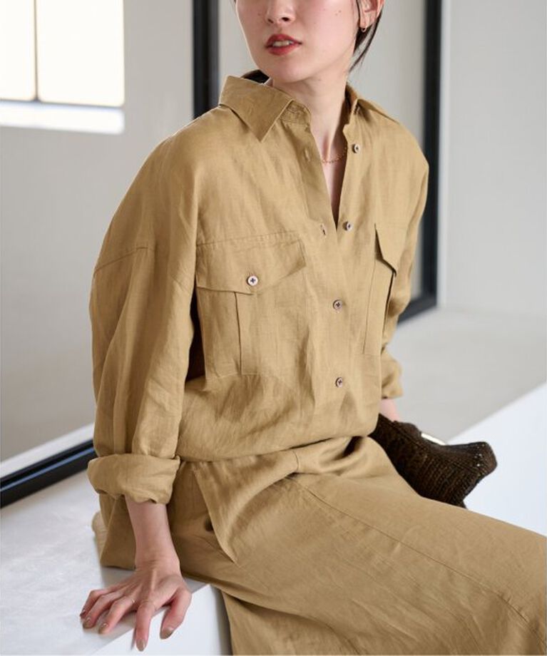 FRAMeWORK「LINEN WORK シャツ」|シャツ・ブラウス|キャメル