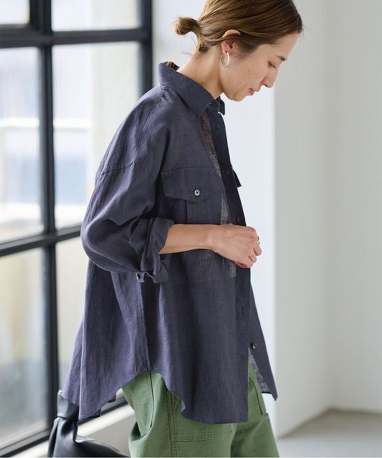 FRAMeWORK「LINEN WORK シャツ」|シャツ・ブラウス|ネイビー