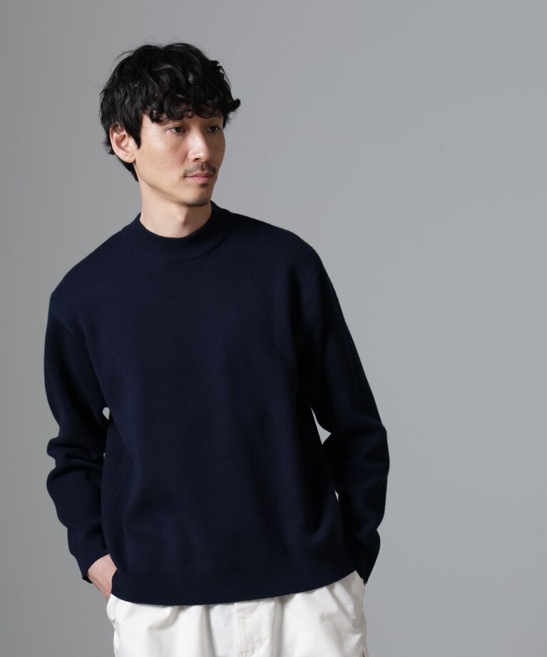 nano･universe「シルク混モックネックニット」|ニット・セーター|ネイビー