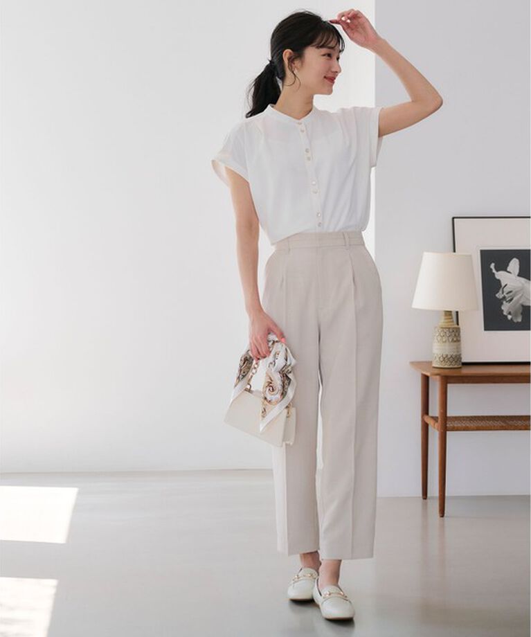 any SiS「【洗える】ダブルボタンフレンチスリーブ ブラウス」|シャツ・ブラウス|