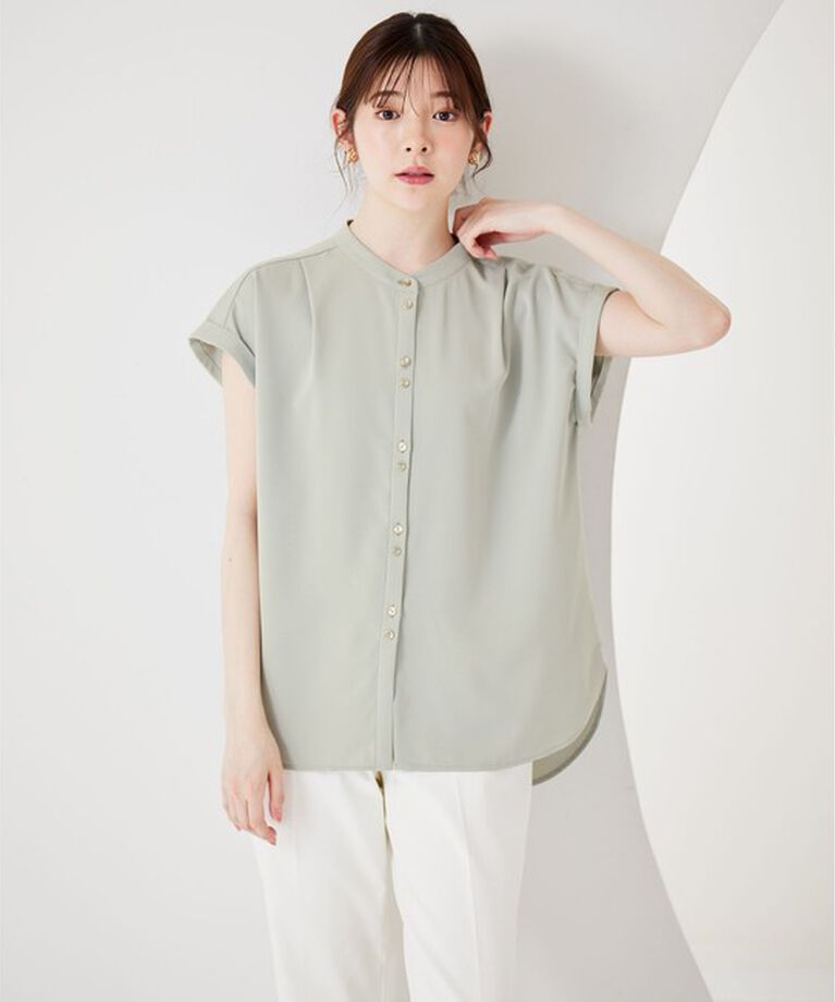 any SiS「【洗える】ダブルボタンフレンチスリーブ ブラウス」|シャツ・ブラウス|