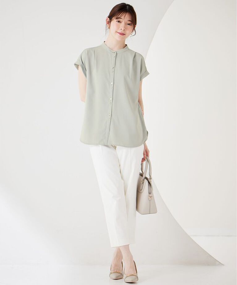 any SiS「【洗える】ダブルボタンフレンチスリーブ ブラウス」|シャツ・ブラウス|