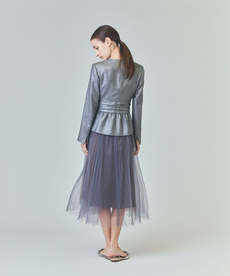 Grace Class「ラメWOOLボウジャケット」|ノーカラージャケット|