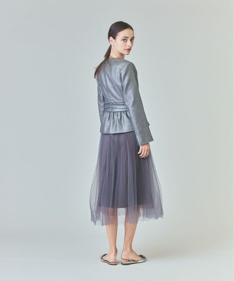 Grace Class「ラメWOOLボウジャケット」|ノーカラージャケット|