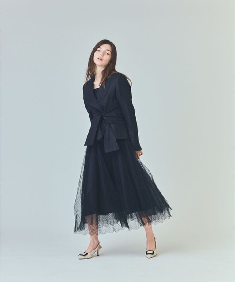 Grace Class「ラメWOOLボウジャケット」|ノーカラージャケット|