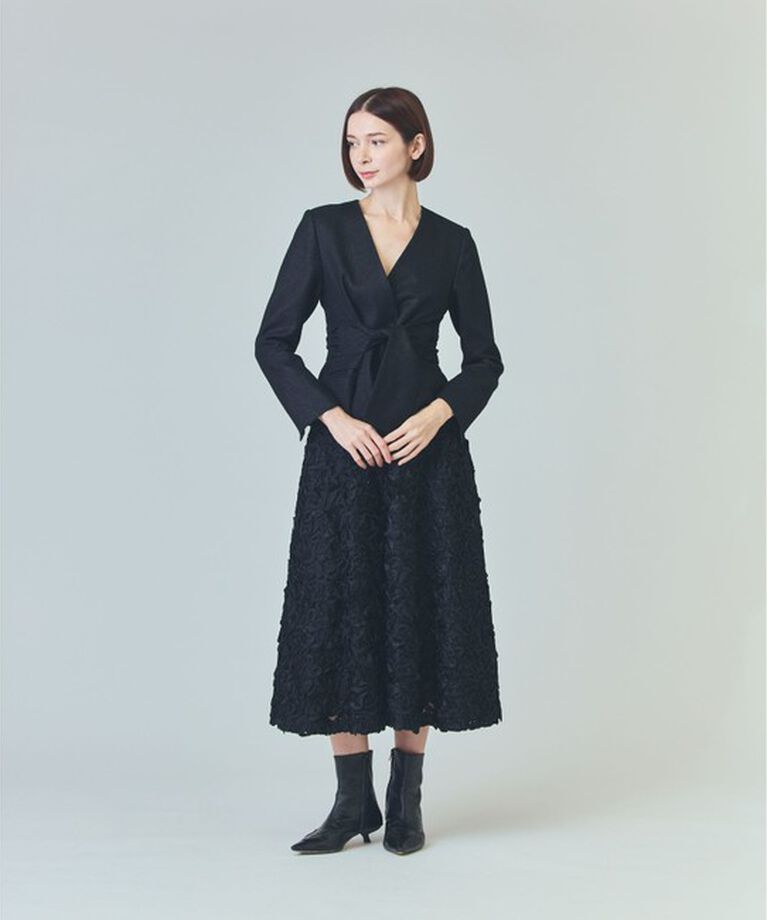 Grace Class「ラメWOOLボウジャケット」|ノーカラージャケット|