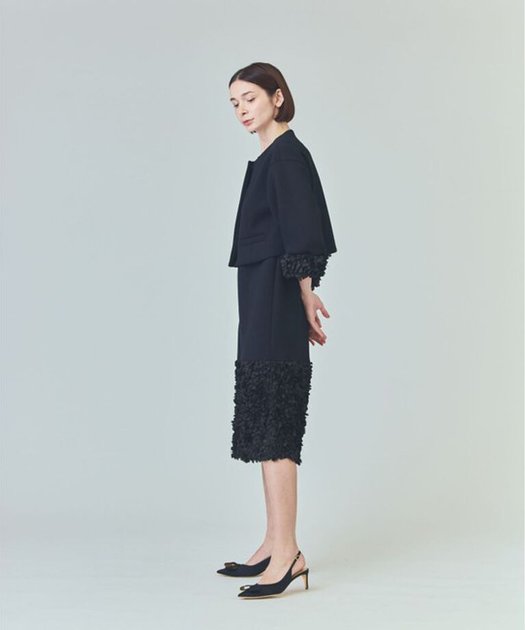  「フラワーチュール切替ジャケット」|ノーカラージャケット|