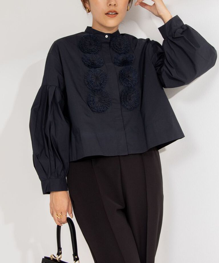 NOLLEY'S「【MARILYN MOON/マリリーンムーン】dramatic tuck motif blouse」|シャツ・ブラウス|ネイビー