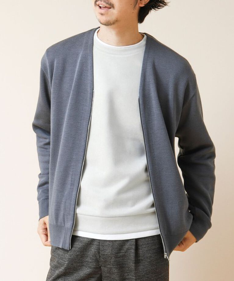 NOLLEY'S goodman「ZIP Vネックカーディガン 24AW」|カーディガン|グレイッシュブルー