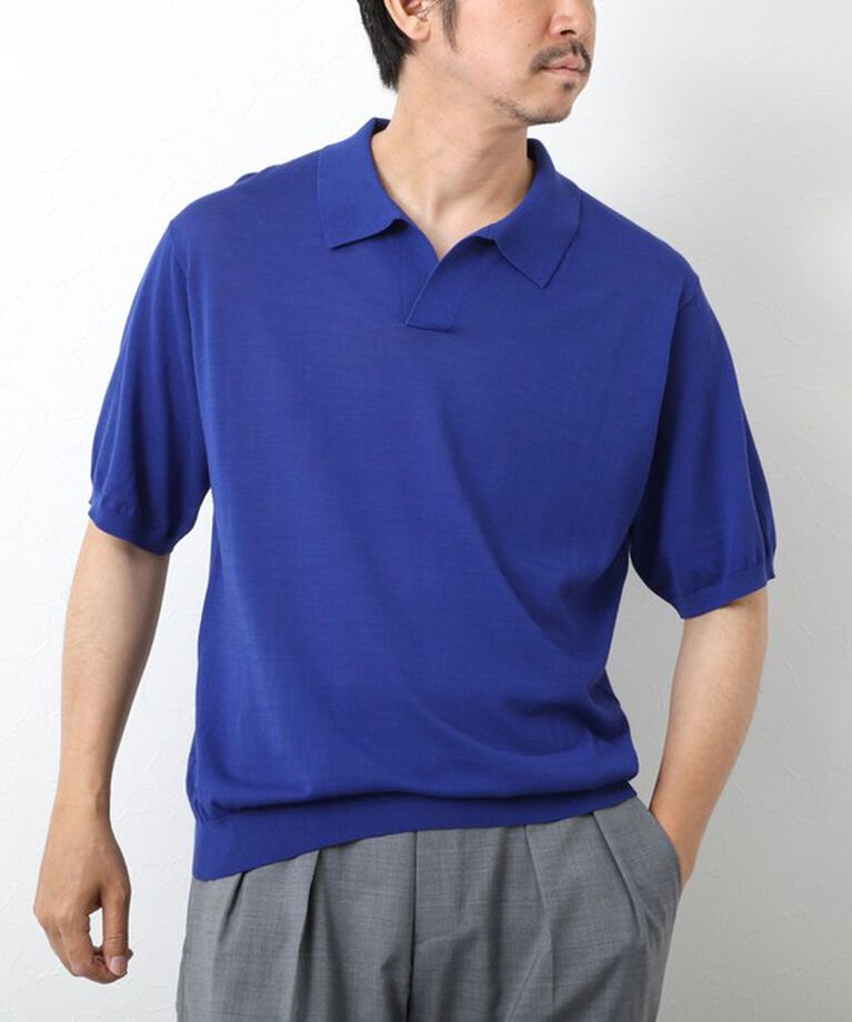 NOLLEY'S goodman「《PIMA COTTON》成型半袖 NSN スキッパーニットポロシャツ 25SS」|ポロシャツ|ロイヤルブルー