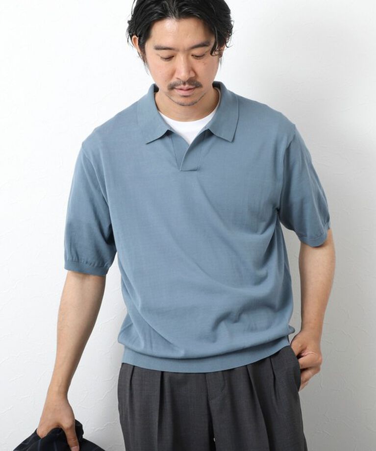 NOLLEY'S goodman「《PIMA COTTON》成型半袖 NSN スキッパーニットポロシャツ 25SS」|ポロシャツ|