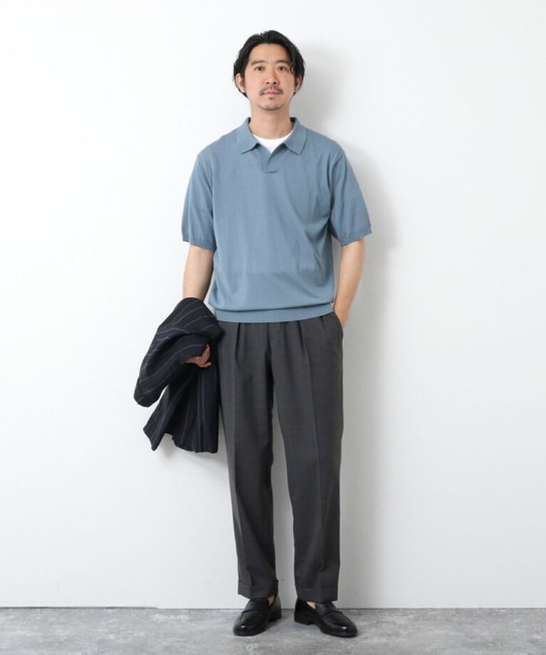 NOLLEY'S goodman「《PIMA COTTON》成型半袖 NSN スキッパーニットポロシャツ 25SS」|ポロシャツ|