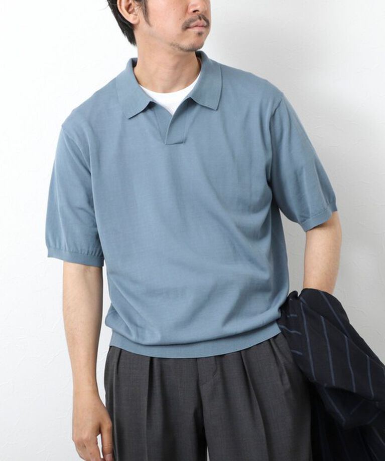 NOLLEY'S goodman「《PIMA COTTON》成型半袖 NSN スキッパーニットポロシャツ 25SS」|ポロシャツ|