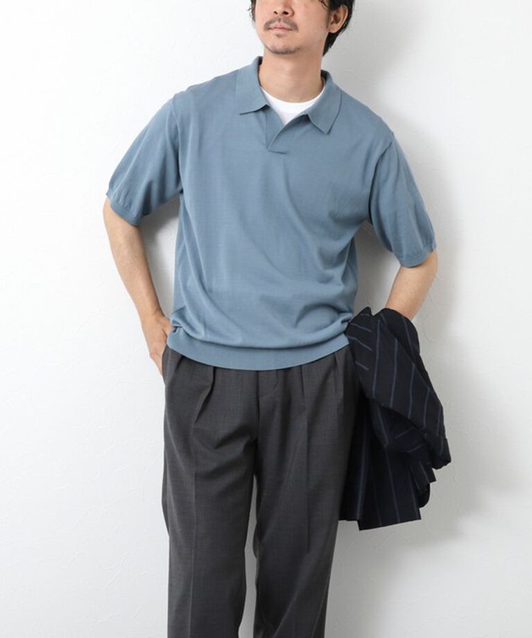 NOLLEY'S goodman「《PIMA COTTON》成型半袖 NSN スキッパーニットポロシャツ 25SS」|ポロシャツ|