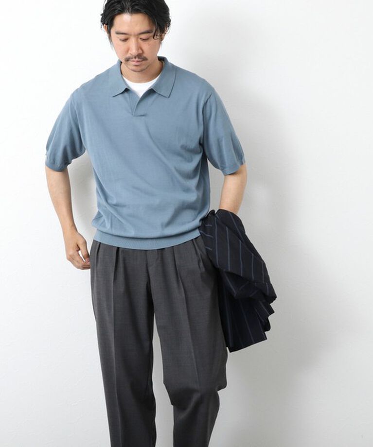 NOLLEY'S goodman「《PIMA COTTON》成型半袖 NSN スキッパーニットポロシャツ 25SS」|ポロシャツ|