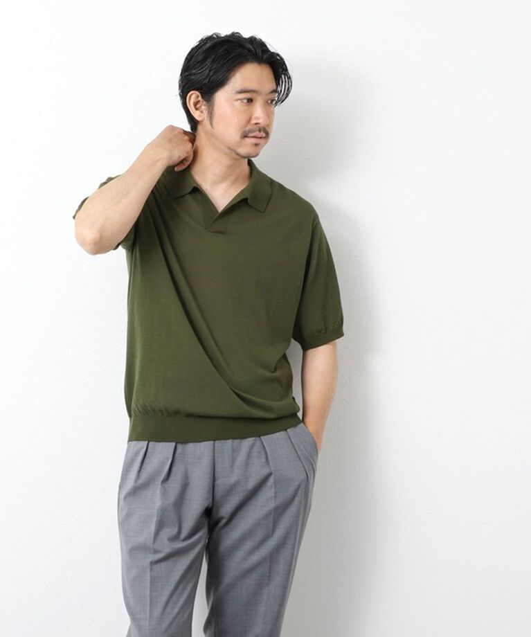 NOLLEY'S goodman「《PIMA COTTON》成型半袖 NSN スキッパーニットポロシャツ 25SS」|ポロシャツ|