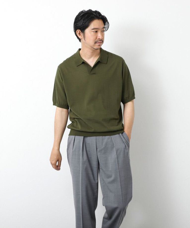 NOLLEY'S goodman「《PIMA COTTON》成型半袖 NSN スキッパーニットポロシャツ 25SS」|ポロシャツ|