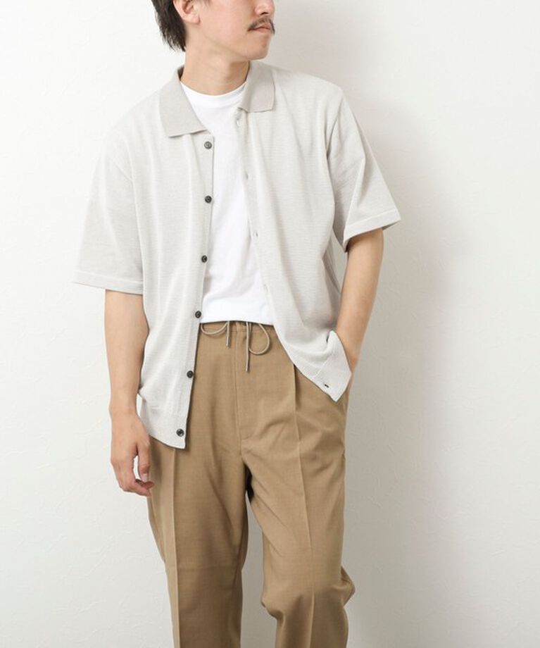 NOLLEY'S goodman「【SIX FUNCTIONS】ウォッシャブル コースボーダーニットシャツ 25SS」|ニット・セーター|