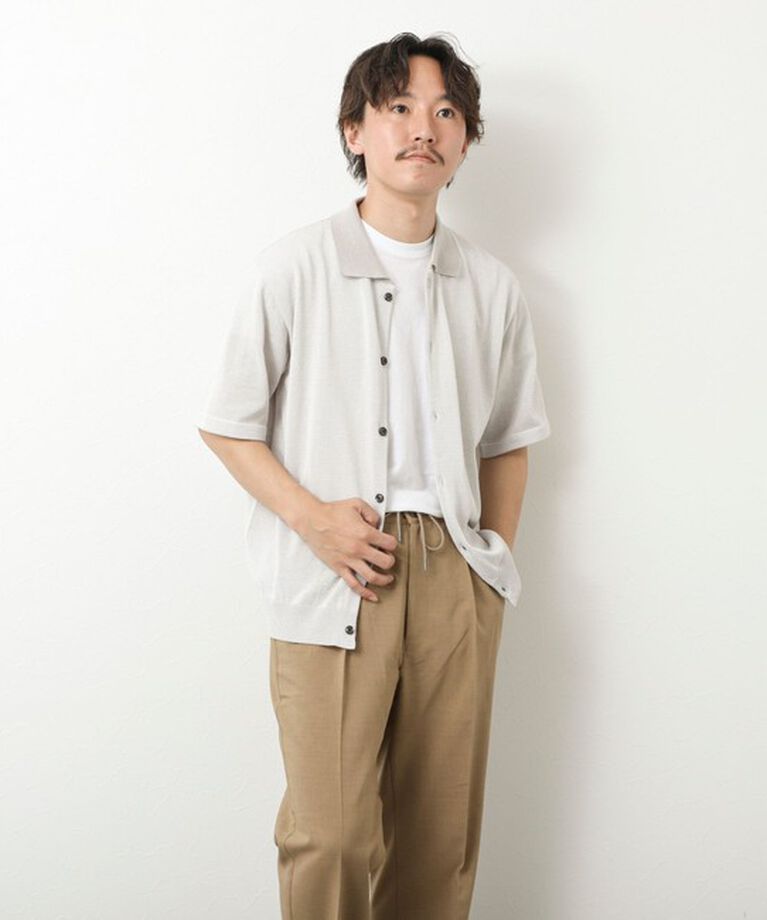 NOLLEY'S goodman「【SIX FUNCTIONS】ウォッシャブル コースボーダーニットシャツ 25SS」|ニット・セーター|