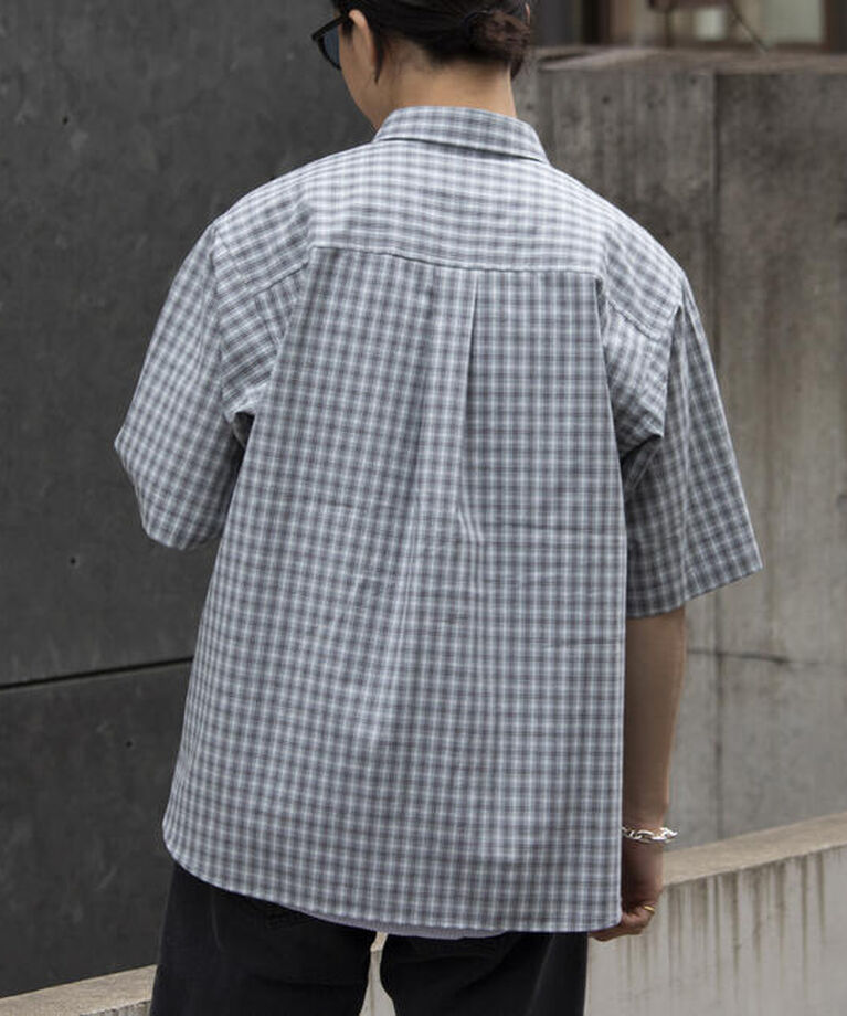 GLOSTER「【GLOSTER/グロスター】チェック半袖シャツ ボタンダウン ワンポイントロゴ刺繍入り」|シャツ・ブラウス|