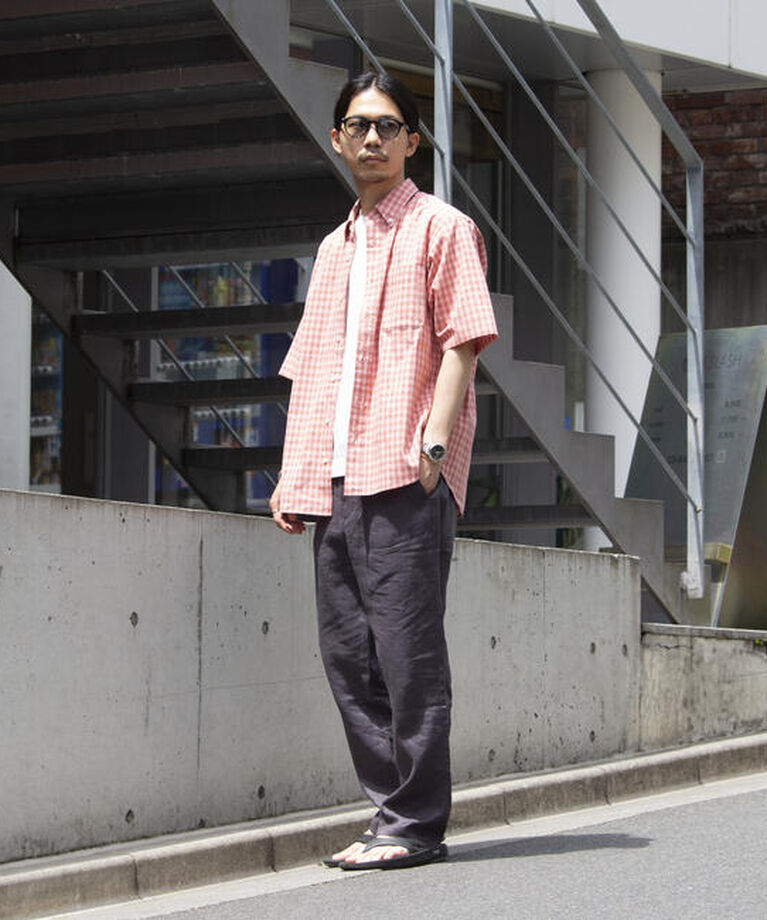 GLOSTER「【GLOSTER/グロスター】チェック半袖シャツ ボタンダウン ワンポイントロゴ刺繍入り」|シャツ・ブラウス|