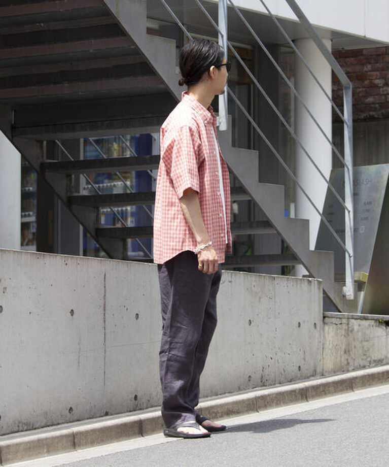 GLOSTER「【GLOSTER/グロスター】チェック半袖シャツ ボタンダウン ワンポイントロゴ刺繍入り」|シャツ・ブラウス|