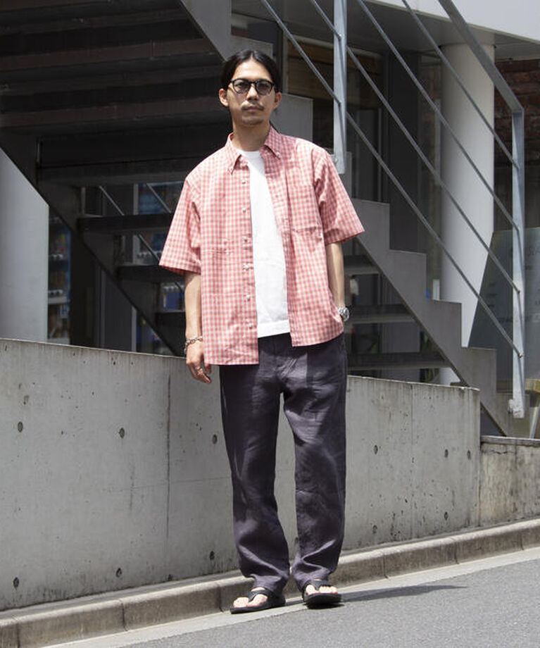 GLOSTER「【GLOSTER/グロスター】チェック半袖シャツ ボタンダウン ワンポイントロゴ刺繍入り」|シャツ・ブラウス|