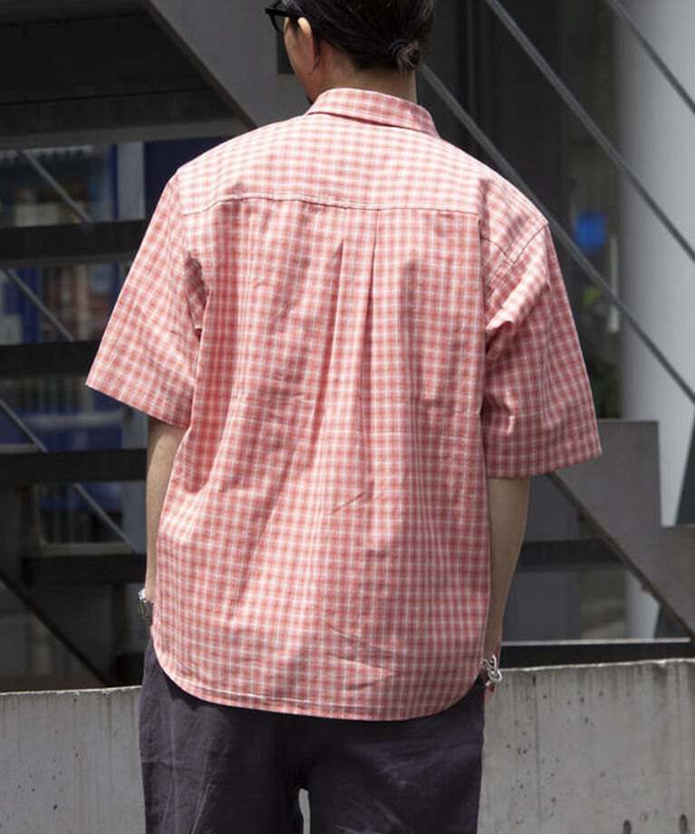 GLOSTER「【GLOSTER/グロスター】チェック半袖シャツ ボタンダウン ワンポイントロゴ刺繍入り」|シャツ・ブラウス|
