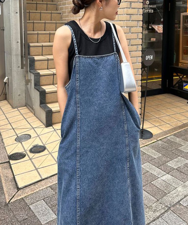 fredy emue「【新色登場】リボンデニムキャミワンピース」|ワンピース|