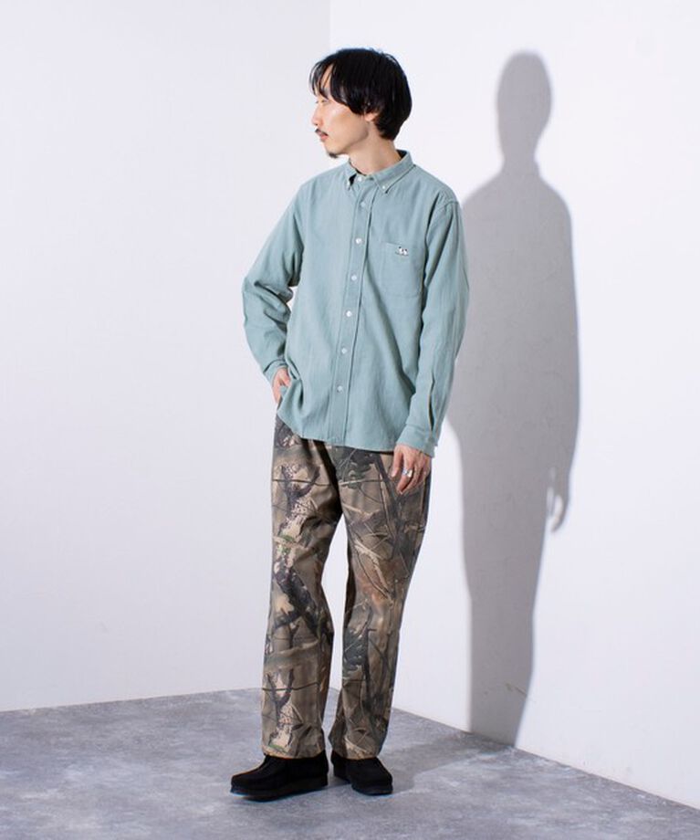 GLOSTER「【GLOSTER/グロスター】フレンチブルドッグ刺? ネル ボタンダウンシャツ (無地/チェック)」|シャツ・ブラウス|