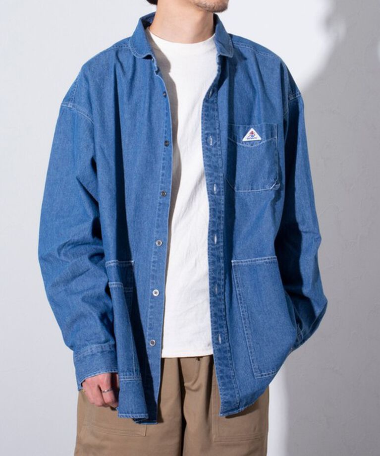 GLOSTER「【GEVACO/ゲバコ】6.5オンス デニムショールカラーワークシャツ カバーオール」|シャツ・ブラウス|
