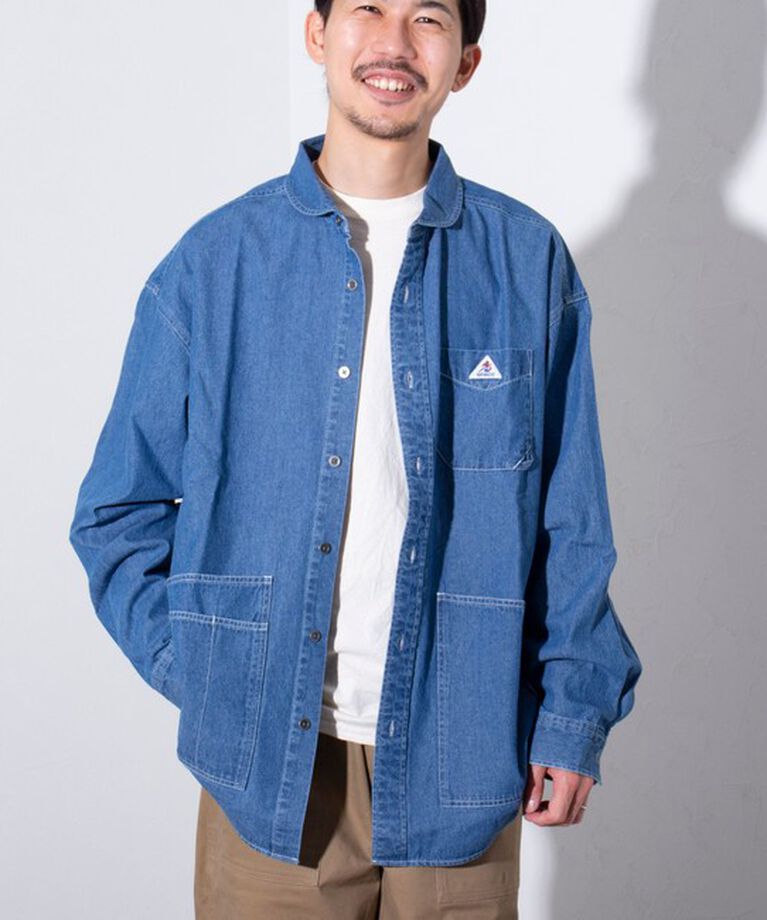 GLOSTER「【GEVACO/ゲバコ】6.5オンス デニムショールカラーワークシャツ カバーオール」|シャツ・ブラウス|