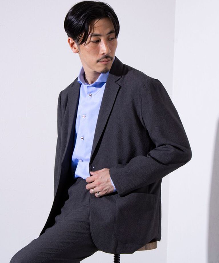 GLOSTER「【セットアップ対応可能】【GLOSTER】New Life ウォッシャブルジャケット テーラード」|テーラードジャケット|チャコールグレー