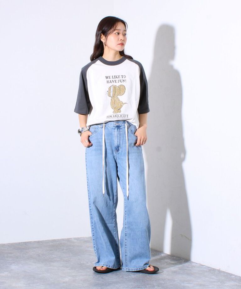 GLOSTER「【Disney】【TOM&JERRY】ピグメント/ラグランスリーブ プリントTシャツ 」|Tシャツ・カットソー|