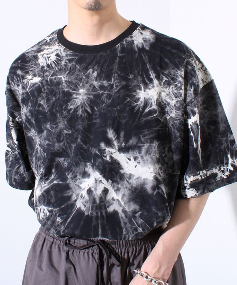 GLOSTER「【GLOSTER/グロスター】タイダイ染め 天竺 クルーネック ショートスリーブTシャツ」|Tシャツ・カットソー|ブラック